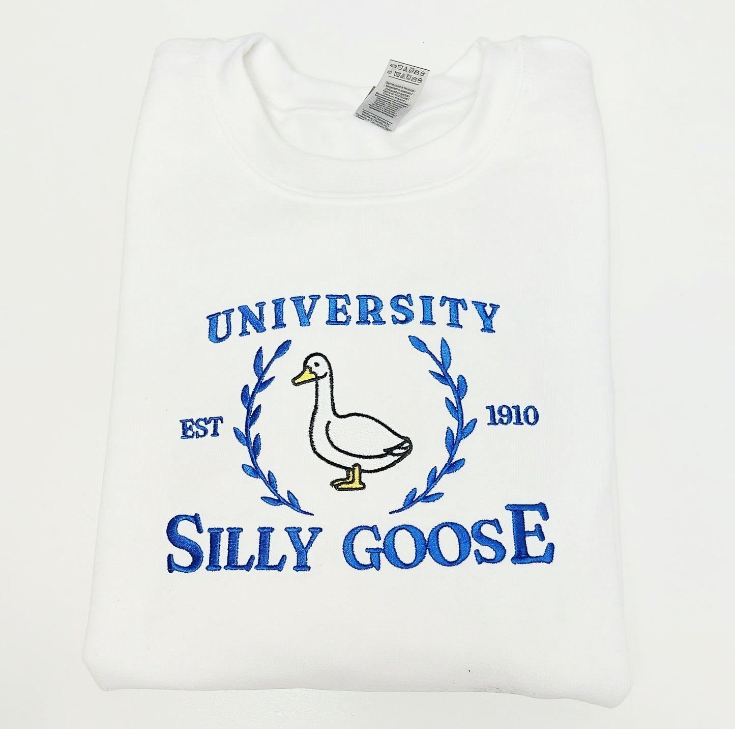  Embroidered Silly Unisex Tee, Embroidered Goose