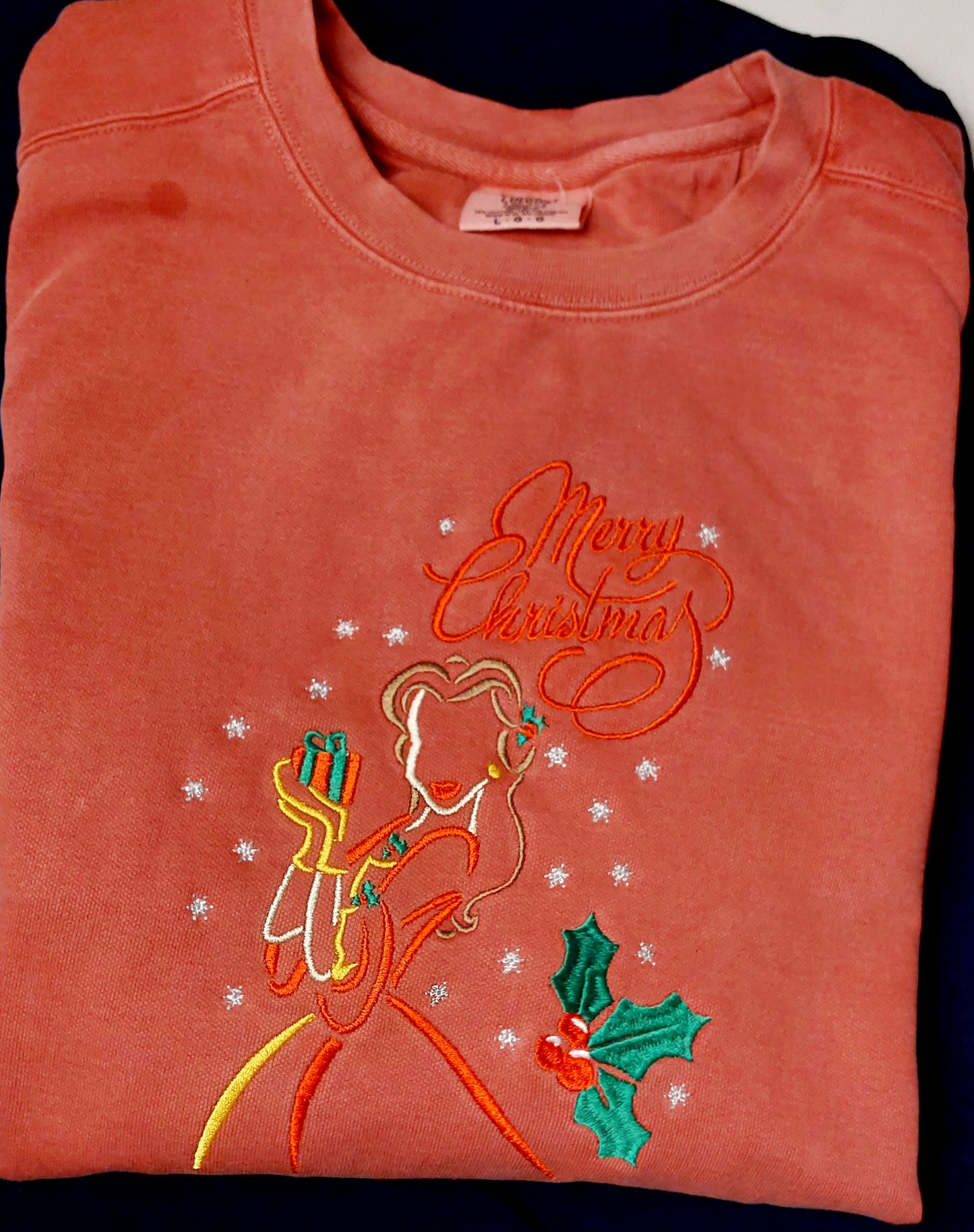 Princess Belle Christmas embroidered sweatshirt