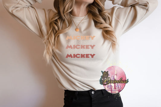 Ombre neutral Mickey embroidered sweatshirt